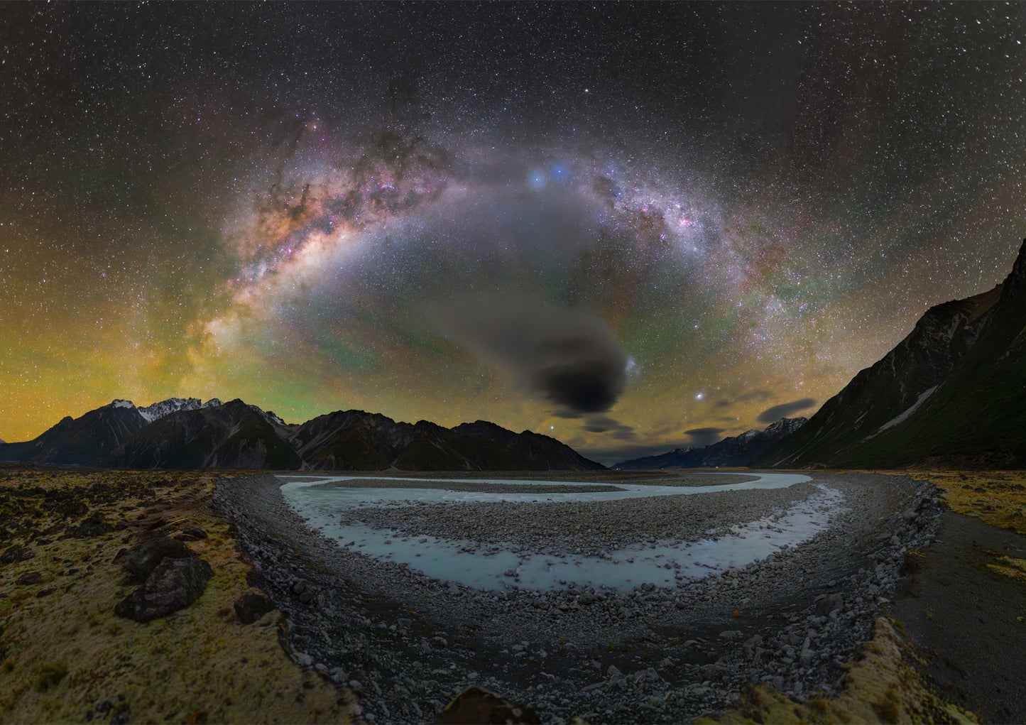 Milky Way arching over Tasman Lake