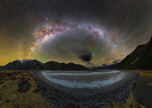 Milky Way arching over Tasman Lake